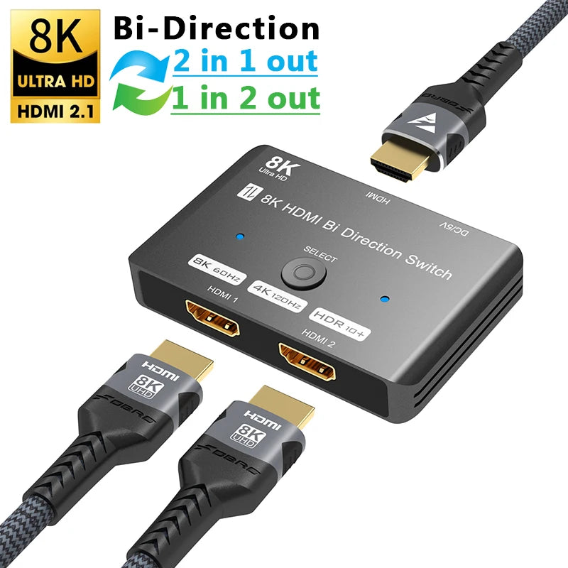 Valu 8K HDMI Switch 2-in-1 or 1-in-2