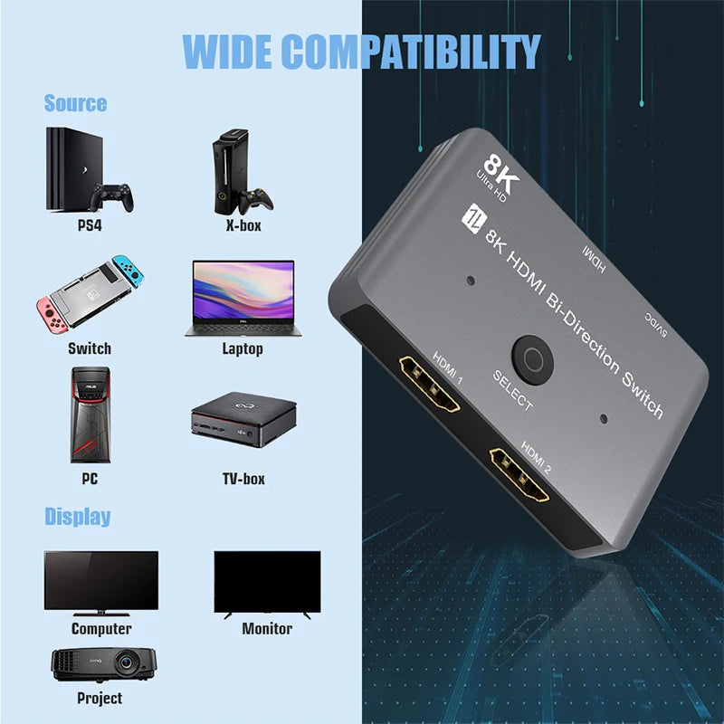 Valu 8K HDMI Switch 2-in-1 or 1-in-2