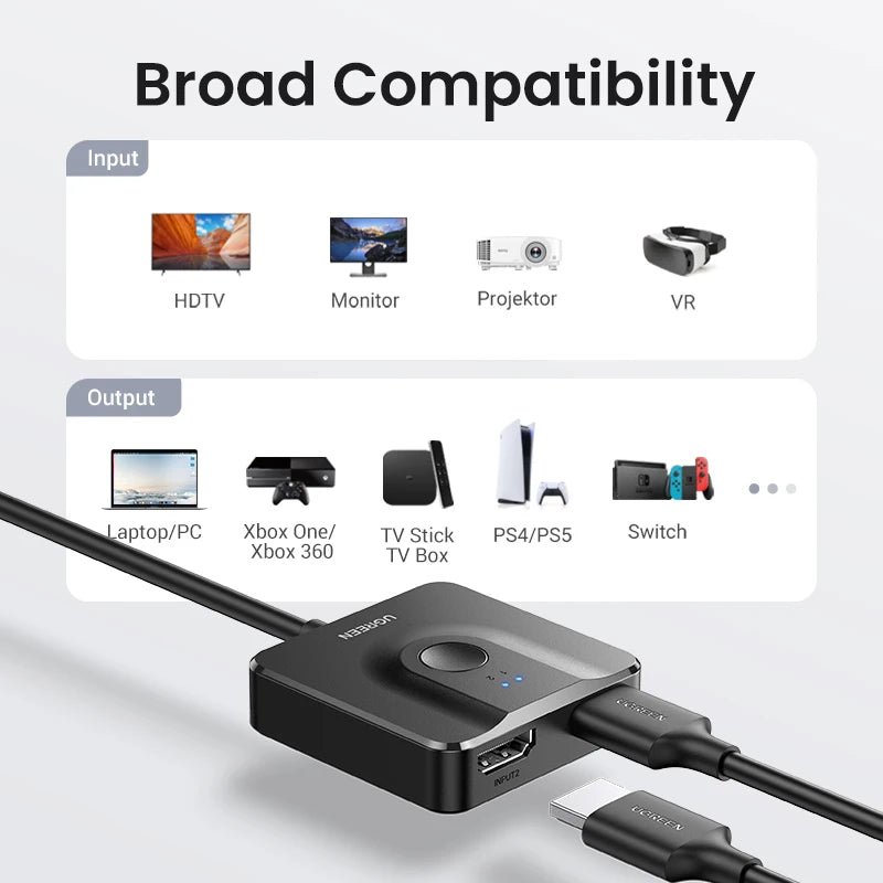 Valu HDMI Switch 4K 60Hz 2-in-1 Output